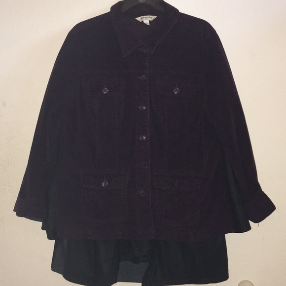 Ladies cord jean jacket burgundy color 1X - Picture 2 of 5